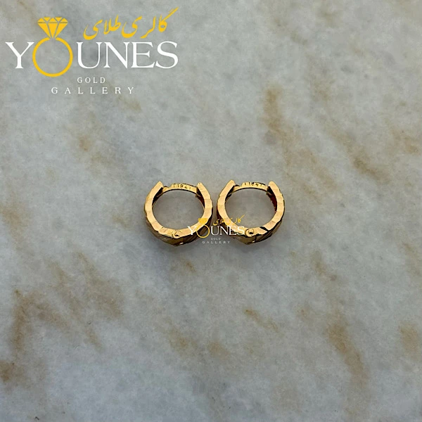 گوشواره حلقه ای تراش دار طلا